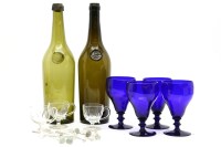 Lot 390 - A collection of glassware to include Bristol blue rummers