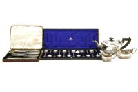 Lot 96 - A silver three piece tea set by William Devenport
