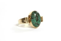 Lot 37 - A 9ct gold single stone chrysocolla ring