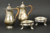 Lot 101 - Two Georgian silver salts and two Edwardian cream jugs