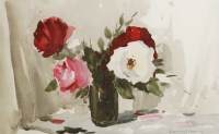Lot 179 - Edward Wesson (1910-1983)
A STILL LIFE OF ROSES IN A VASE
Signed l.r.