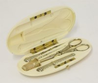 Lot 84 - A 19th century Continental/English silver sewing nécessaire