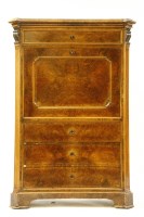 Lot 408 - A Continental burr walnut secrétaire à abattant