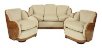 Lot 195 - An Art Deco burr walnut cloud suite