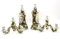 Lot 250 - A pair of late 19th century Sitzendorf candleabra