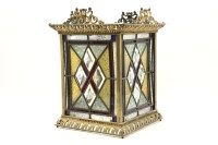 Lot 289 - A Victorian gilt metal and coloured and etched glass hall lantern