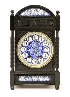Lot 1 - An Aesthetic ebonised and enamelled mantel clock