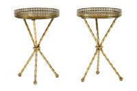 Lot 416 - A pair of marble and brass tables