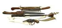 Lot 88 - An American H & R Arms starter pistol together with a collection of various medals a bayonnet and assorted items (qty.)