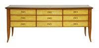 Lot 446 - An Italian vellum and fruitwood side cabinet