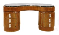 Lot 189 - A cherry walnut and Portoro marble top dressing table