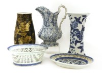 Lot 58 - A Victorian pottery blue and white printed ewer