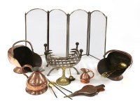 Lot 56A - Fire place furniture: an iron log basket