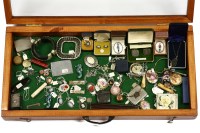 Lot 275 - A display cabinet containing a collection of costume jewellery and miscellaneous items