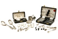 Lot 339 - Six silver teaspoons and tongs