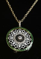 Lot 112 - A Belle Époque diamond and enamel pendant
