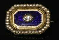 Lot 11 - A Georgian diamond, enamel and seed pearl brooch