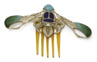 Lot 129 - An Art Nouveau enamelled hair comb
