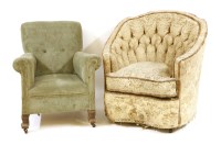 Lot 480 - An early 20th century button back chair