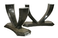 Lot 473 - A pair of marbleised mosaic console tables