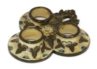 Lot 117 - An R W Martin Brothers' stoneware trefoil-shaped inkstand