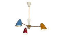 Lot 345 - An Italian tricolour enamelled aluminium and brass chandelier