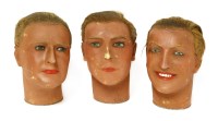 Lot 409 - THREE WAX MANNEQUIN HEADS