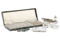 Lot 108 - A pair of Continental silver twin handled navette form salts