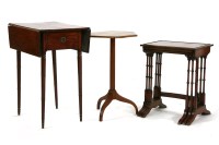 Lot 368 - A Regency design nest of three tables together with a hexagonal topped wine table