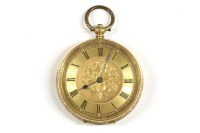 Lot 44 - A Swiss gold ladies open faced fob watch