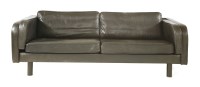 Lot 453 - A Danish black leather three-seater settee