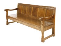 Lot 144 - A Robert 'Mouseman' Thompson oak settle