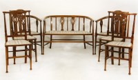 Lot 396 - An Edwardian chequer strung salon suite