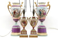 Lot 214 - A pair of Royal Vienna twin handled urn vases