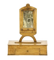 Lot 381A - A carved Scandinavian pine dressing table mirror with shaped plate over single drawer