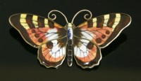 Lot 135 - A Norwegian sterling silver enamelled butterfly brooch
