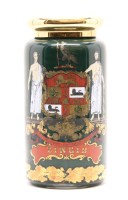 Lot 162 - A Victorian green glass cylindrical apothecary jar