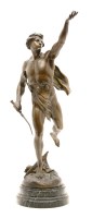 Lot 290 - A 19th century spelter figure of Victory after Picault on a stepped circular base