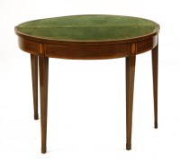 Lot 523A - A Sheraton mahogany and satinwood fold over card table