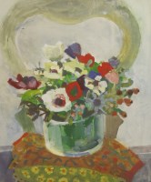 Lot 34 - Alma Wolfson (b.1942)
A FLORAL ARRANGEMENT ON A CHAIR
Signed l.r.