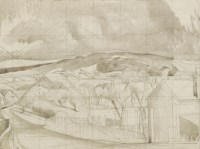 Lot 129 - John Northcote Nash RA (1893-1977)
LANDSCAPE WITH COTTAGES
With estate stamp verso