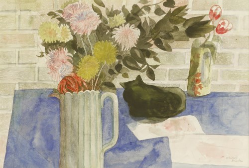 Lot 1 - Edward Bawden RA (1903-1989)
CHRYSANTHEMUMS AND EMMA NELSON
Signed l.r.