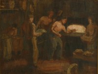 Lot 163 - Modern British School
AT THE FURNACE
Oil on canvas
34 x 41cm