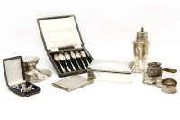 Lot 84 - Silver items: sugar shaker