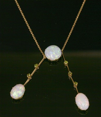 Lot 109 - An Edwardian opal and peridot negligée pendant
