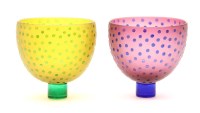Lot 168 - A pair of studio glass footed bowls