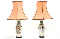 Lot 237 - A pair of Chinese porcelain table lamps