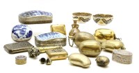 Lot 107 - Two Chinese blue and white porcelain and metal mounted trinket boxes