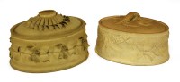 Lot 542 - A cane ware oval game pie dish and cover