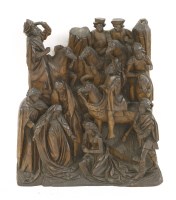 Lot 590 - A carved oak panel